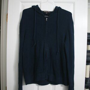 Michael Kors Men's Zip Up Hooded Sweater, Size L, Navy Blue